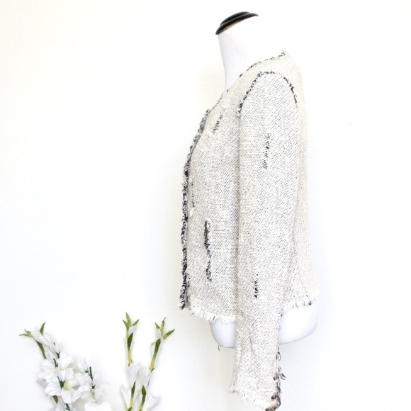 IRO Agnette Distressed Tweed Jacket Black White SZ 6 - Picture 12 of 16